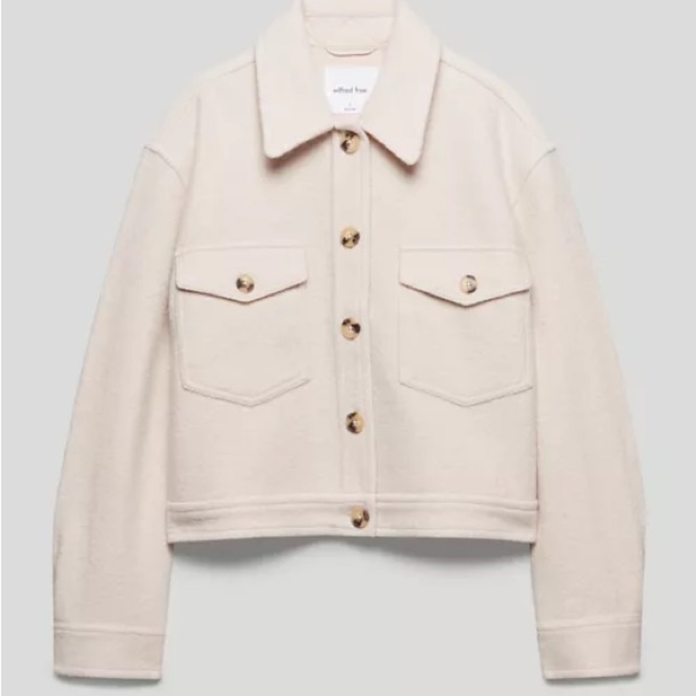 Wilfred Cream Wool Jacket with Cropped Boxy Silhouette